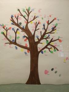 Family Tree made with thumbprints from Child & Youth in Care Day